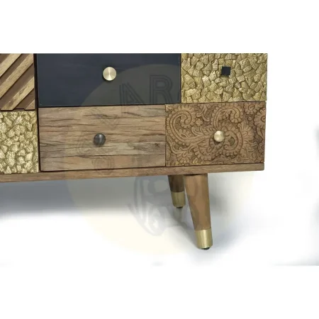 Aparador Mumbai en madera de mango con frontales artesanales 2 puertas 4 cajones patas 19cm 150x40x80cm - Giner y Colomer - 6042GYC - foto-secundaria-6