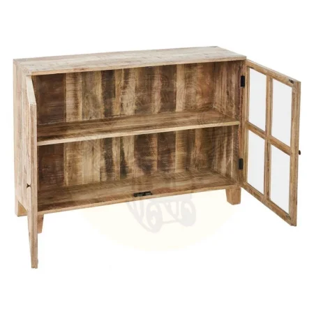 Vitrina en madera de mango blanco rozado con puertas de cristal 120x35.50x88.50cm - Ixia - 604770IX - foto-secundaria-1