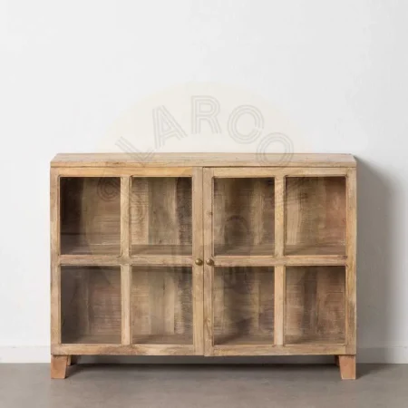 Vitrina en madera de mango blanco rozado con puertas de cristal 120x35.50x88.50cm - Ixia - 604770IX - foto-secundaria-6