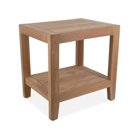 Mesa auxiliar de jardín Brisa en teca 1 estante madera maciza hecha a mano - Moycor - 6049020MYC - foto-blanco