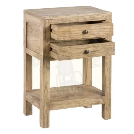 Mesita de noche natural en madera de mindi con cajón 45x30x66cm - Ixia - 605531IX - foto-secundaria-1