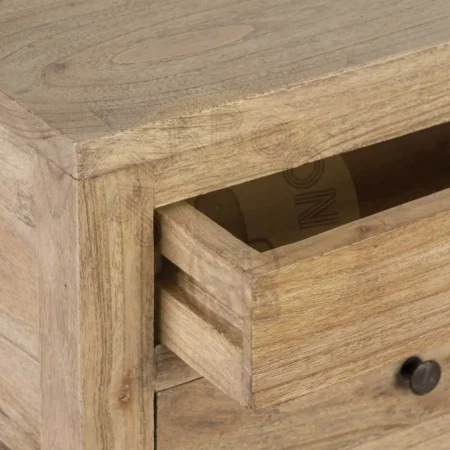 Mesita de noche natural en madera de mindi con cajón 45x30x66cm - Ixia - 605531IX - foto-secundaria-4