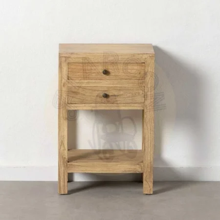 Mesita de noche natural en madera de mindi con cajón 45x30x66cm - Ixia - 605531IX - foto-secundaria-9