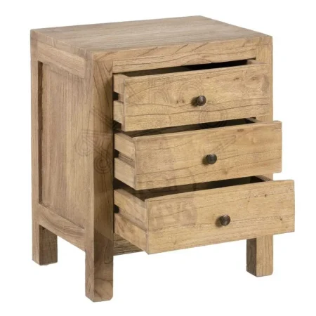Mesita de noche natural en madera de mindi con cajón 43x34x55cm - Ixia - 605532IX - foto-secundaria-1