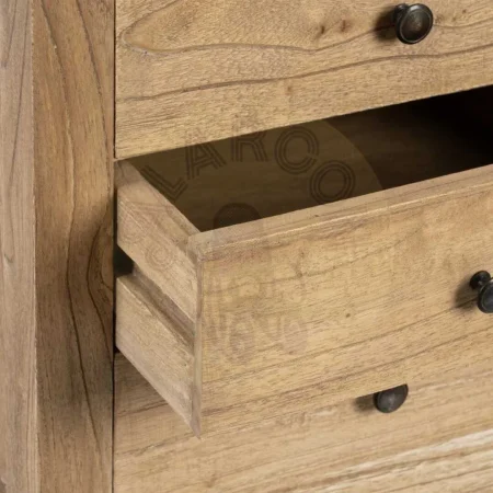 Mesita de noche natural en madera de mindi con cajón 43x34x55cm - Ixia - 605532IX - foto-secundaria-3