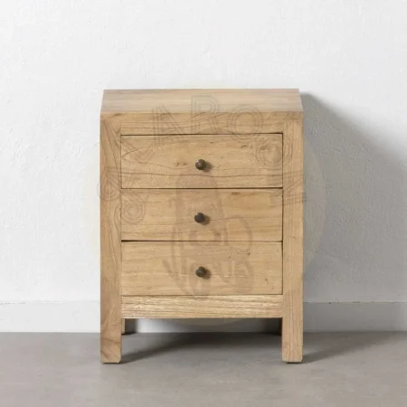 Mesita de noche natural en madera de mindi con cajón 43x34x55cm - Ixia - 605532IX - foto-secundaria-8