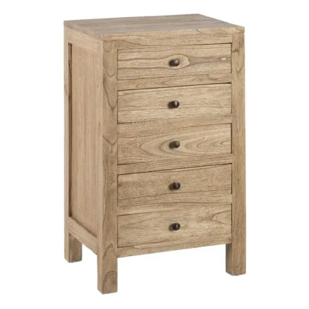 Mesita natural de madera mindi para dormitorio con cajón 44x34x77cm - Ixia - 605533IX - foto-blanco