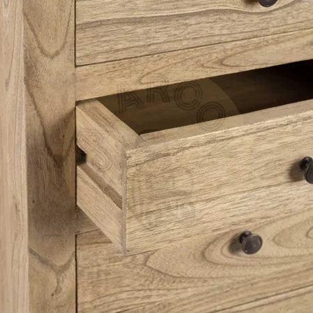 Mesita natural de madera mindi para dormitorio con cajón 44x34x77cm - Ixia - 605533IX - foto-secundaria-3