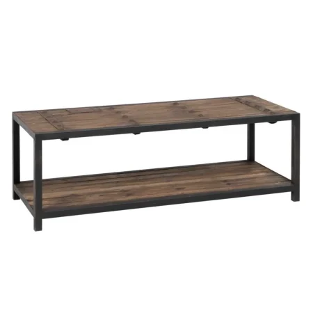 Mesa de centro madera de olmo reciclada natural y negro 165x64x55cm - Ixia - 605549IX - foto-blanco