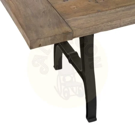 Mesa de comedor acabado natural y negro en madera reciclada y estructura de hierro 220x90x76cm - Ixia - 605559IX - foto-secundaria-1