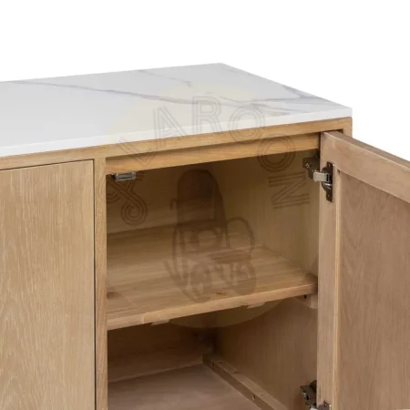 Aparador natural en roble y acero inoxidable 3 puertas balda interior - Ixia 127x45x82.80cm - Ixia - 605620IX - foto-secundaria-5