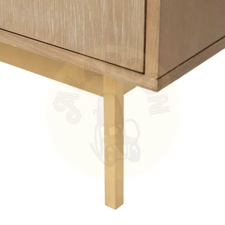 Aparador natural en roble y acero inoxidable 3 puertas balda interior - Ixia 127x45x82.80cm - Ixia - 605620IX - foto-secundaria-8