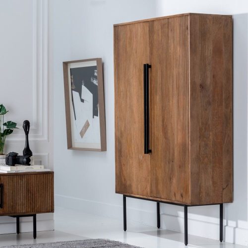 ARMARIO MARRÓN MADERA DE MANGO SALÓN 120 X 40 X 180 CM IXIA