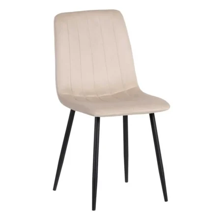 Silla beige de terciopelo para salón con estructura en DM y patas de hierro 45x51x88.50cm - Ixia - 606142IX - foto-blanco
