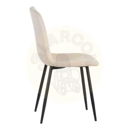 Silla beige de terciopelo para salón con estructura en DM y patas de hierro 45x51x88.50cm - Ixia - 606142IX - foto-secundaria-1
