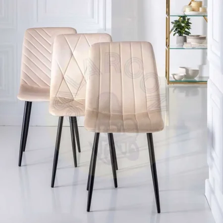 Silla beige de terciopelo para salón con estructura en DM y patas de hierro 45x51x88.50cm - Ixia - 606142IX - foto-secundaria-10