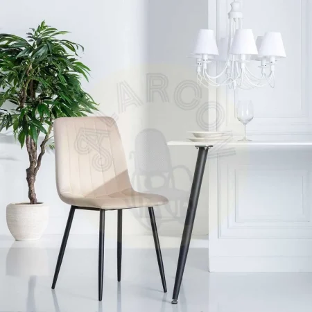 Silla beige de terciopelo para salón con estructura en DM y patas de hierro 45x51x88.50cm - Ixia - 606142IX - foto-secundaria-9