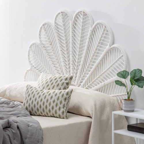 CABECERO BLANCO RATÁN DORMITORIO 160 X 3 X 87 CM IXIA