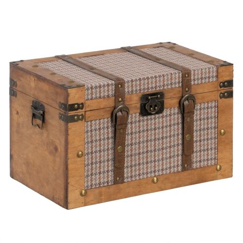 SET 2 BAÚLES CUADROS TEJIDO-MADERA 45 X 30 X 29 CM IXIA