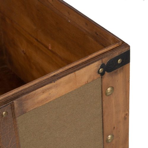 SET 3 BAÚLES NATURAL-VERDE TEJIDO-MADERA 90 X 47 X 45 CM IXIA
