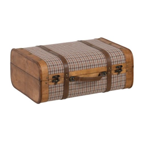 SET 2 MALETAS CUADROS TEJIDO-MADERA 50 X 36 X 20 CM IXIA