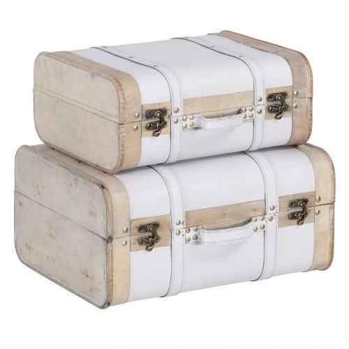 SET 2 MALETAS BLANCO-NATURAL DM-TEJIDO 42 X 35 X 21 CM IXIA