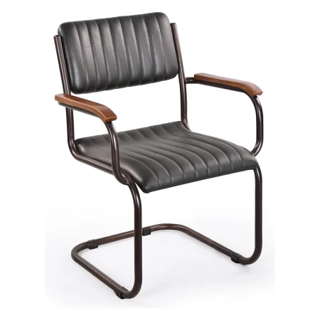 Sillón Cambridge en piel negra con estructura de hierro hecho a mano - Moycor - 606400MYC - foto-blanco