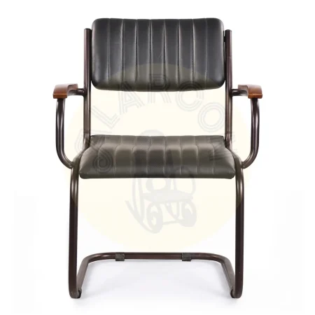 Sillón Cambridge en piel negra con estructura de hierro hecho a mano - Moycor - 606400MYC - foto-secundaria-1