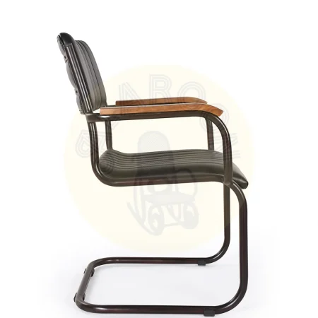 Sillón Cambridge en piel negra con estructura de hierro hecho a mano - Moycor - 606400MYC - foto-secundaria-2