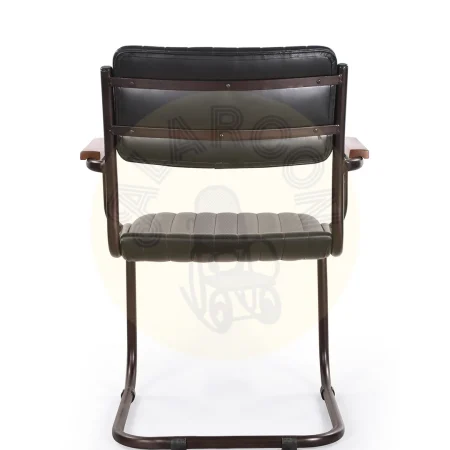 Sillón Cambridge en piel negra con estructura de hierro hecho a mano - Moycor - 606400MYC - foto-secundaria-3