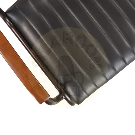Sillón Cambridge en piel negra con estructura de hierro hecho a mano - Moycor - 606400MYC - foto-secundaria-4