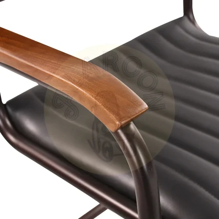 Sillón Cambridge en piel negra con estructura de hierro hecho a mano - Moycor - 606400MYC - foto-secundaria-6