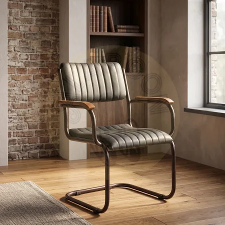 Sillón Cambridge en piel negra con estructura de hierro hecho a mano - Moycor - 606400MYC - foto-secundaria-7