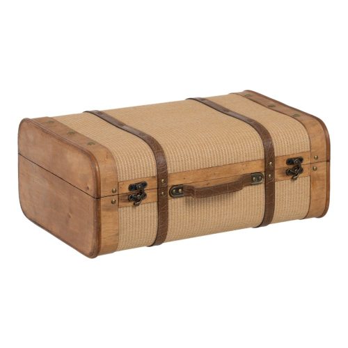 SET 2 MALETAS NATURAL TEJIDO-MADERA 50 X 36 X 20 CM IXIA