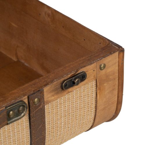 SET 2 MALETAS NATURAL TEJIDO-MADERA 50 X 36 X 20 CM IXIA
