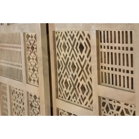 Alacena Style 2 puertas correderas madera de mango maciza base de metal estantes interiores diseño contemporáneo artesanal 140x40x170cm - Giner y Colomer - 6070GYC - foto-secundaria-2