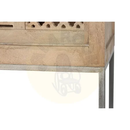 Alacena Style 2 puertas correderas madera de mango maciza base de metal estantes interiores diseño contemporáneo artesanal 140x40x170cm - Giner y Colomer - 6070GYC - foto-secundaria-6