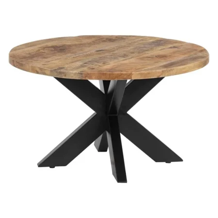 Mesa de centro en madera de mango y hierro acabado natural y negro 80x80x45cm - Ixia - 607327IX - foto-blanco