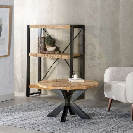 Mesa de centro en madera de mango y hierro acabado natural y negro 80x80x45cm - Ixia - 607327IX - foto-secundaria-7