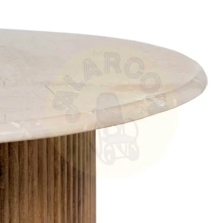 Mesa de centro natural crema en mármol y madera de mango 76x76x45cm - Ixia - 607490IX - foto-secundaria-2