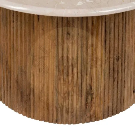 Mesa de centro natural crema en mármol y madera de mango 76x76x45cm - Ixia - 607490IX - foto-secundaria-4