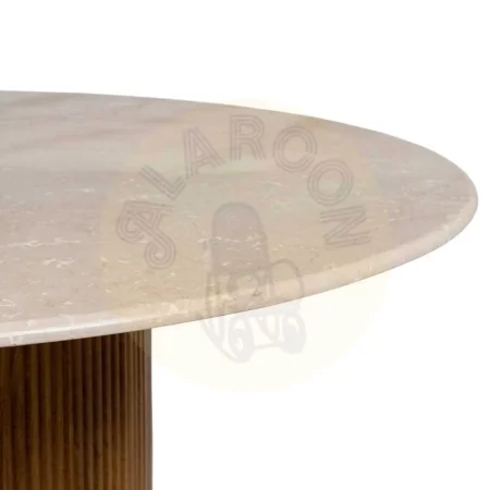 Mesa de comedor en mármol y madera de mango color natural crema 120x120x74cm - Ixia - 607491IX - foto-secundaria-2