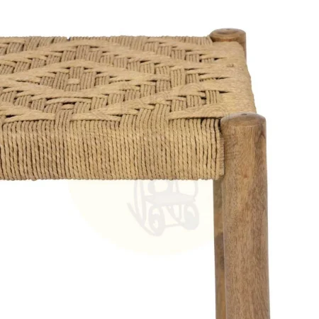Taburete de fibra natural y madera para salón 40x40x40cm - Ixia - 608027IX - foto-secundaria-2