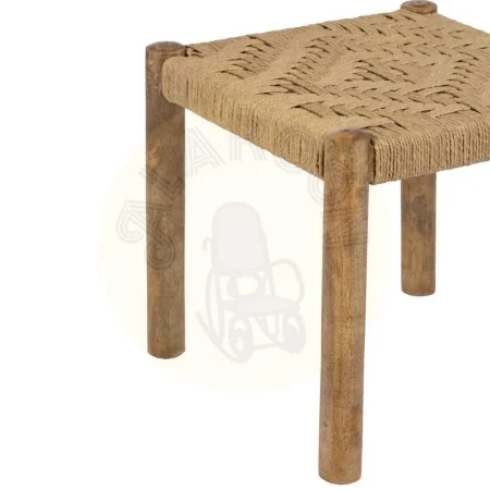 Taburete de fibra natural y madera para salón 40x40x40cm - Ixia - 608027IX - foto-secundaria-3