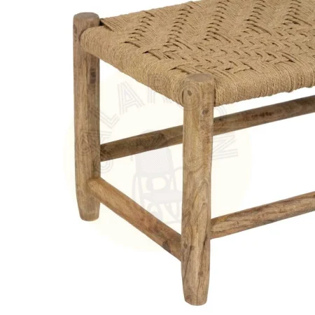 Banqueta de fibra natural y madera de mango para salón 92x42x41cm - Ixia - 608029IX - foto-secundaria-3
