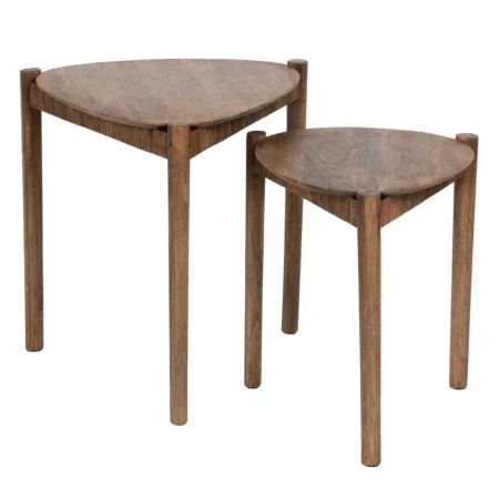 Juego de 2 mesas auxiliares en madera de mango acabado natural 58x56x56cm - Ixia - 608171IX - foto-blanco