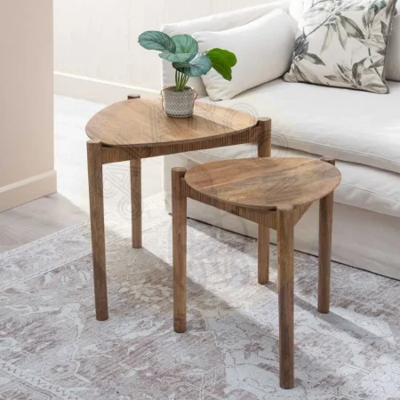 Juego de 2 mesas auxiliares en madera de mango acabado natural 58x56x56cm - Ixia - 608171IX - foto-secundaria-10