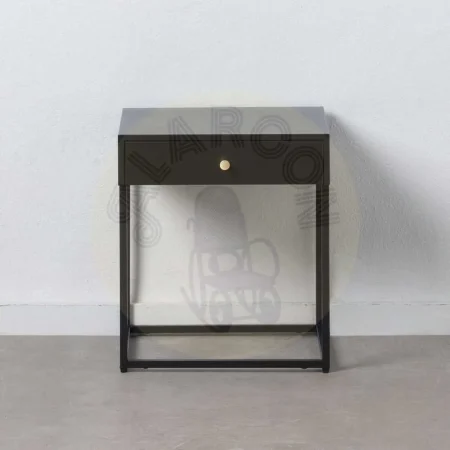 Mesita auxiliar negra de acero con cajón y tirador dorado 43x41x50cm - Ixia - 608267IX - foto-secundaria-8