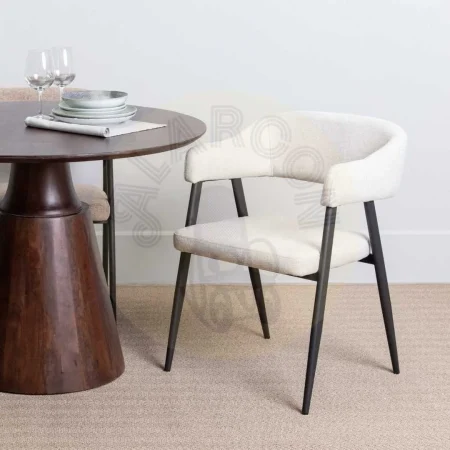 Silla de salón crema tapizada en tejido con patas de acero 56x60x81cm - Ixia - 608300IX - foto-secundaria-10