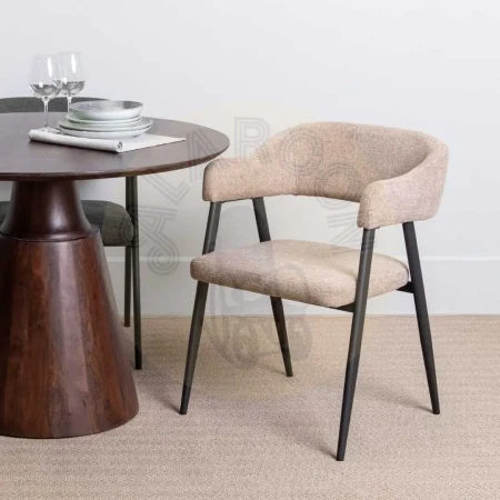 Silla en tejido taupe con patas de acero 56x60x81cm - Ixia - 608301IX - foto-secundaria-10
